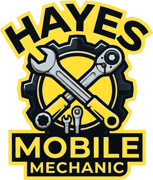 Hayes Mobile Mechanic logo: crossed wrenches over a gear